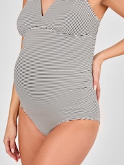 JoJo Maman Bébé Black Maternity Stripe Textured V-Neck Swimsuit - Image 5 of 8