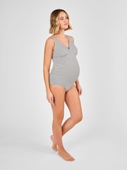 JoJo Maman Bébé Black Maternity Stripe Textured V-Neck Swimsuit - Image 6 of 8