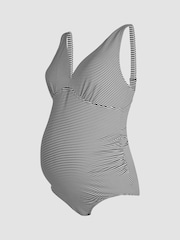 JoJo Maman Bébé Black Maternity Stripe Textured V-Neck Swimsuit - Image 7 of 8