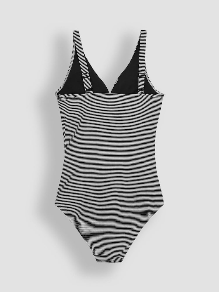 JoJo Maman Bébé Black Maternity Stripe Textured V-Neck Swimsuit - Image 8 of 8