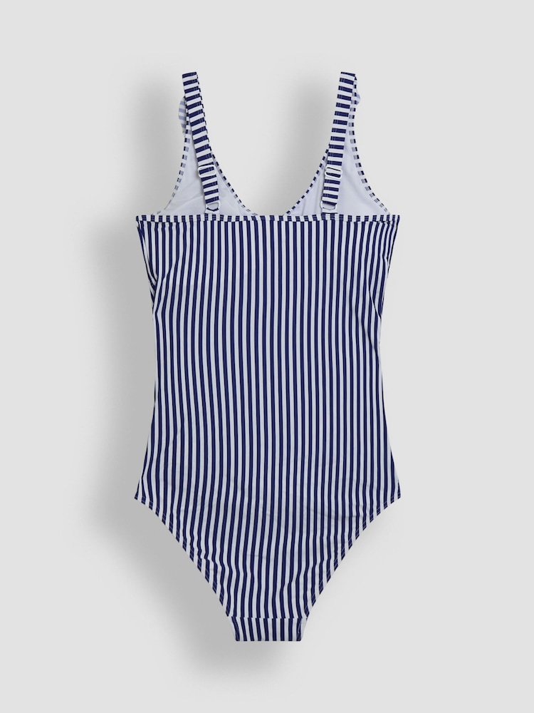 JoJo Maman Bébé Navy Maternity Stripe Frill Swimsuit - Image 9 of 9