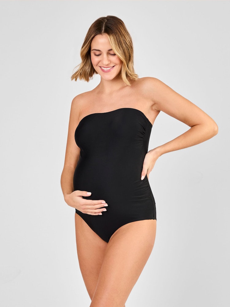 JoJo Maman Bébé Black Maternity Bandeau Swimsuit - Image 1 of 8