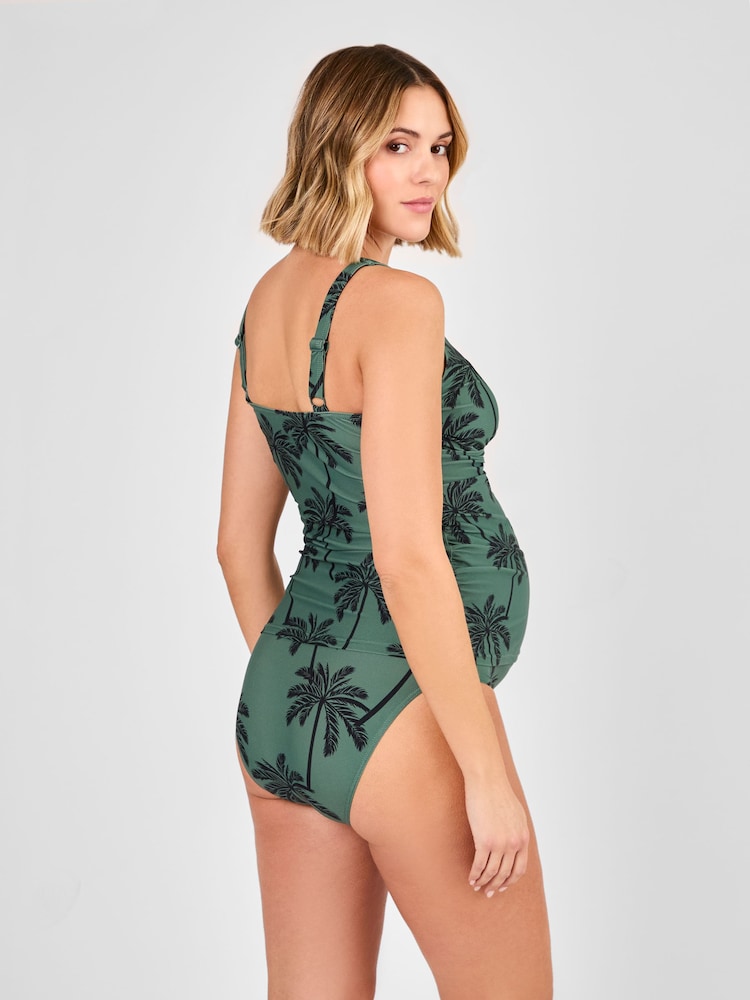 JoJo Maman Bébé Khaki Maternity Palm Print Tankini Set - Image 6 of 11