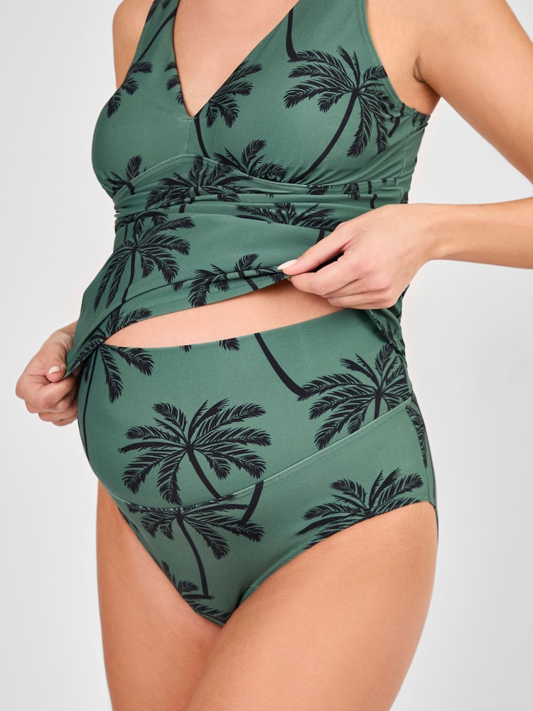 JoJo Maman Bébé Khaki Maternity Palm Print Tankini Set - Image 8 of 11
