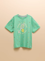 Joules Fundays Green Printed T-Shirt - Image 1 of 6