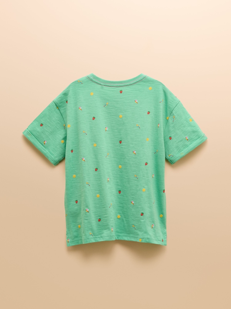 Joules Fundays Green Printed T-Shirt - Image 2 of 6