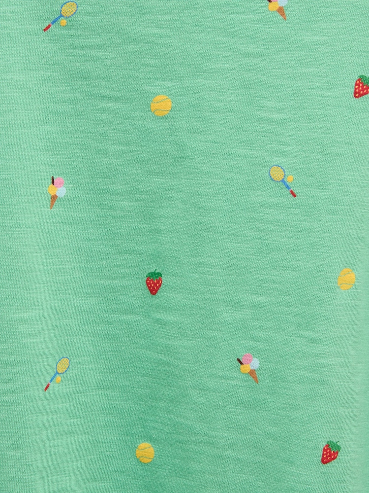 Joules Fundays Green Printed T-Shirt - Image 6 of 6