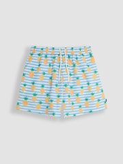 JoJo Maman Bébé Blue Mens Pineapple Printed Swim Shorts - Image 1 of 5