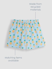 JoJo Maman Bébé Blue Mens Pineapple Printed Swim Shorts - Image 3 of 5