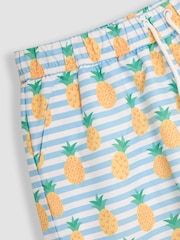 JoJo Maman Bébé Blue Mens Pineapple Printed Swim Shorts - Image 5 of 5