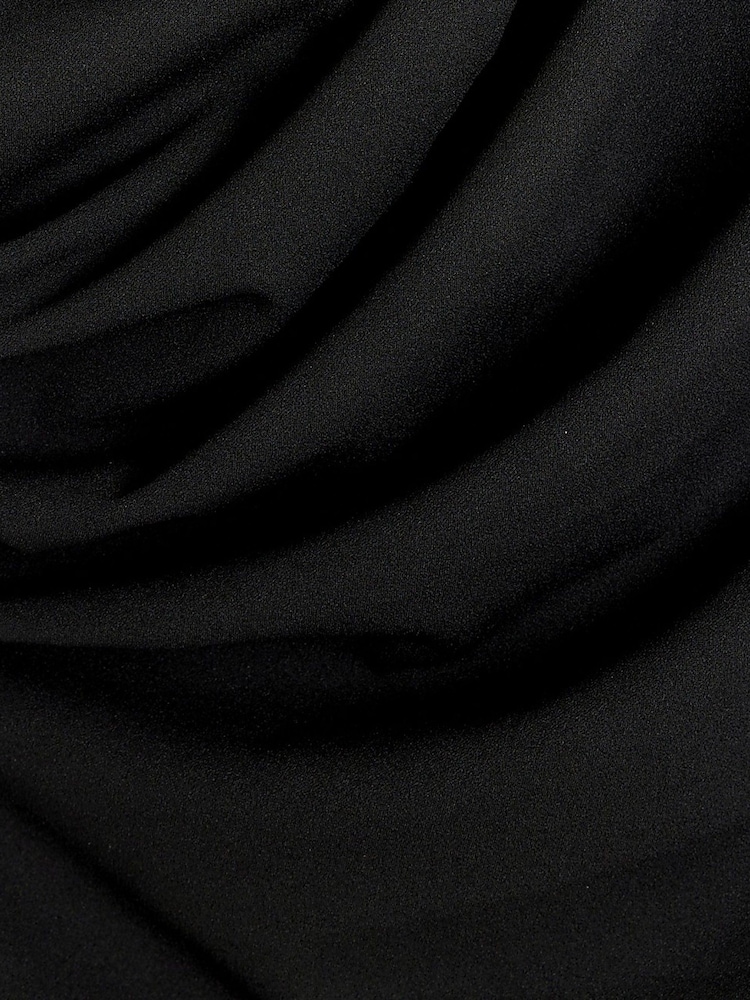 River Island Black Drape Asym Wrap Midi Dress - Image 6 of 6