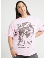 River Island Pink 100% Cotton Curve Blondie Front Print T-Shirt - Image 1 of 6