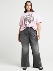 River Island Pink 100% Cotton Curve Blondie Front Print T-Shirt - Image 4 of 6