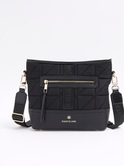 River Island Black Quilted Webbing Bucket Cross-Body Bag - Image 1 of 4