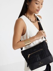 River Island Black Quilted Webbing Bucket Cross-Body Bag - Image 4 of 4