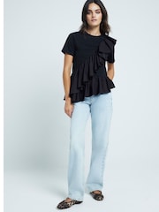 River Island Poplin Frill T-Shirt - Bild 1 von 4