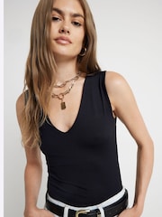 River Island Black/White 2 Pack V-Neck Bodies - Image 4 of 6