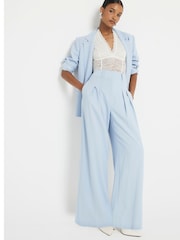 River Island Blue Wide Leg Tailored Trousers - Image 3 of 4