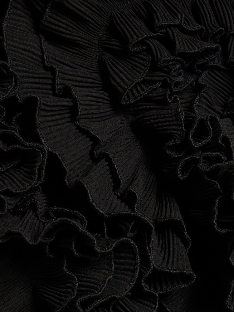 River Island Black Volume Frill Front Jumpsuit - Image 6 of 6