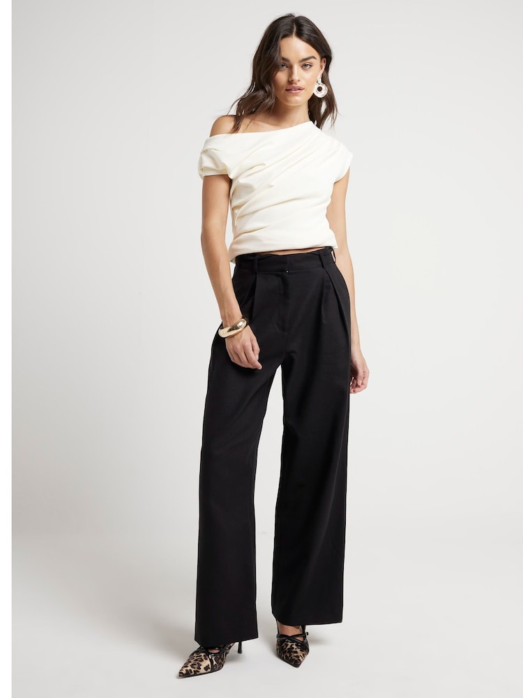River Island Cream Off Shoulder Drape Top - Image 2 of 4 River Island Cream Off Shoulder Drape Top - Image 2 of 4