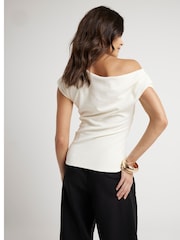 River Island Cream Off Shoulder Drape Top - Image 3 of 4