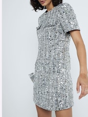 River Island Silver Boucle Shift Dress - Image 3 of 5