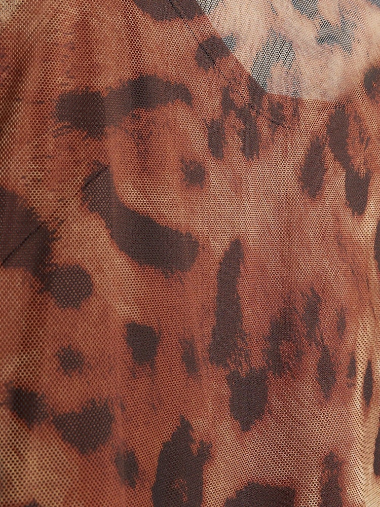 River Island Brown Leopard Print Mesh Maxi Dress - Image 4 of 4 River Island Brown Leopard Print Mesh Maxi Dress - Image 4 of 4