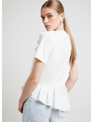 River Island White Poplin Frill T-Shirt - Image 2 of 6