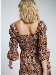 River Island Brown Shirred Midi Dress - Image 2 of 6