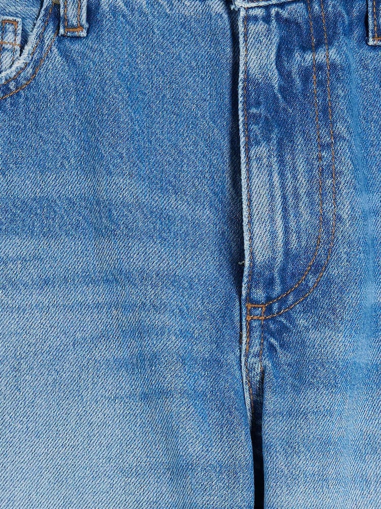 River Island Blue Petite High Waisted Relaxed Straight 100% Cotton Jeans - Image 9 of 10