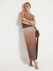 River Island Brown Ombre Mesh Midi Skirt - Image 1 of 4