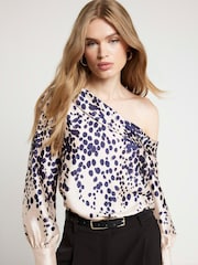 Bluzka na jedno ramię River Island z nadrukiem w lamparcie cętki - Obraz 1 z 5