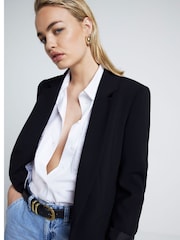 River Island Black Rolled Sleeve Relaxed Blazer - Image 3 of 4