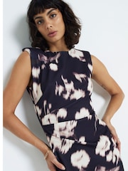 River Island Black Abstract Drape Midi Dress - Image 3 of 3