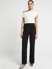 River Island Black Asymmetric Mono Jumpsuit - Image 1 of 6