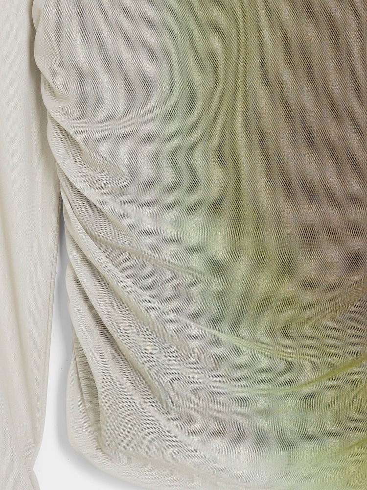 River Island Green Ombre Ruched Mesh Top - Image 4 of 4 River Island Green Ombre Ruched Mesh Top - Image 4 of 4