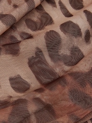 River Island Leopard Print Petite Leopard Mesh Asymmetric Bodies - Image 4 of 4