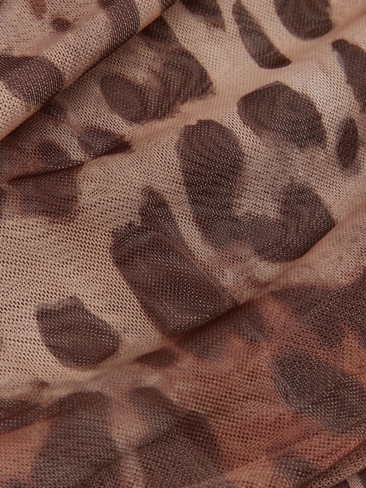 River Island Leopard Print Petite Leopard Mesh Asymmetric Bodies - Image 4 of 4