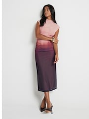 River Island Pink Petite Ombre Mesh Midi Dress - Image 2 of 4