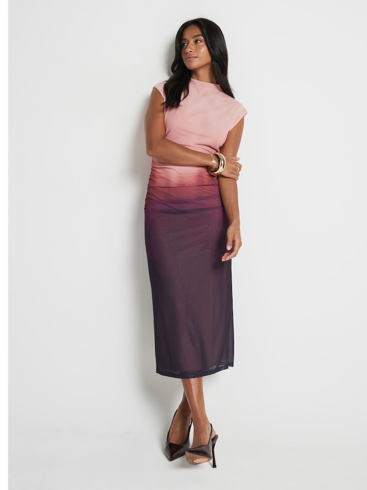 River Island Pink Petite Ombre Mesh Midi Dress - Image 2 of 4