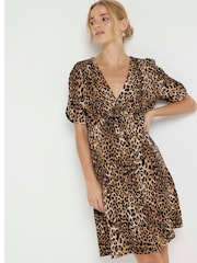 River Island Brown Floral Print Ruched Mini Dress - Image 2 of 4