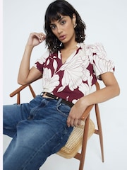 River Island Burgundy Floral Print V-Neck Blouse - Image 2 of 6