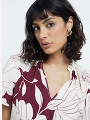 River Island Burgundy Floral Print V-Neck Blouse - Image 3 of 6