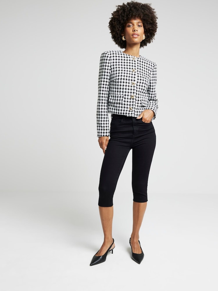 River Island Cropped Boucle Trophy Jacket - Imagen 1 de 4
