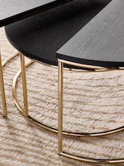 Black Evie Oak Effect Nest of 2, Round Coffee Table - Image 3 of 7