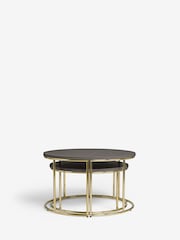 Black Evie Oak Effect Nest of 2, Round Coffee Table - Image 4 of 7