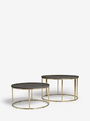 Black Evie Oak Effect Nest of 2, Round Coffee Table - Image 6 of 7