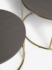 Black Evie Oak Effect Nest of 2, Round Coffee Table - Image 7 of 7