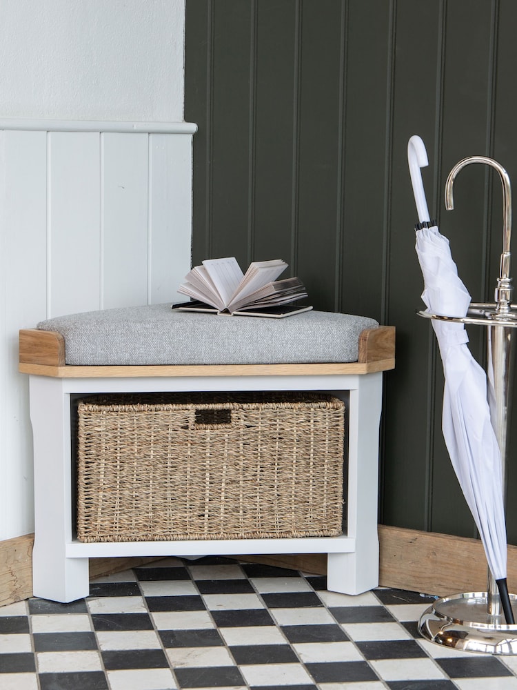 K Interiors White Clermont Corner Hall Corner Bench - Image 1 of 6