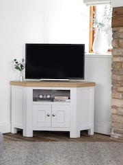 K Interiors White Clermont Corner TV Unit - Image 1 of 6